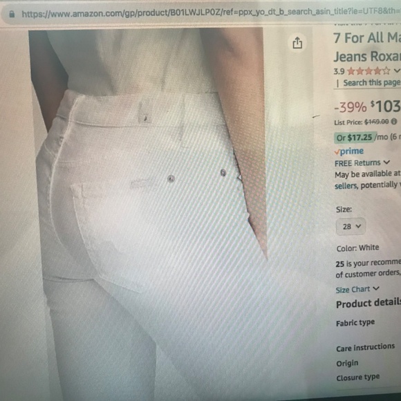 NWT 7 for All Mankind Roxanne Ankle jeans - Picture 13 of 13